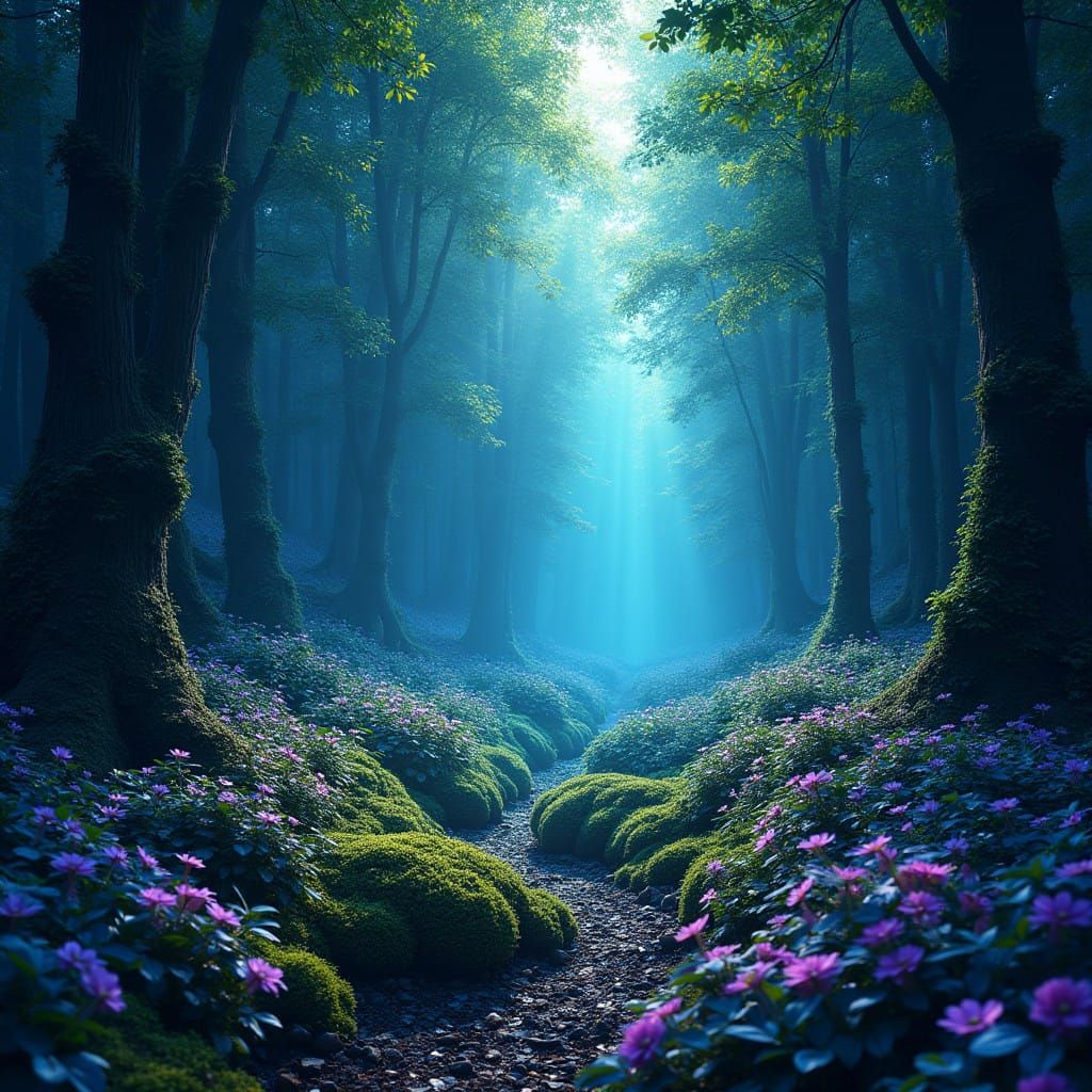 Fantastical Cosmic Forest in Vibrant Colors