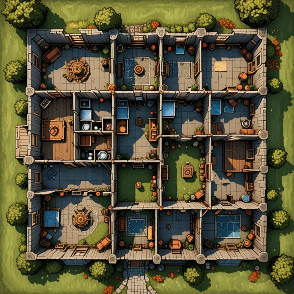 Lavish Farmhouse Battle Map in Epic Fantasy Style