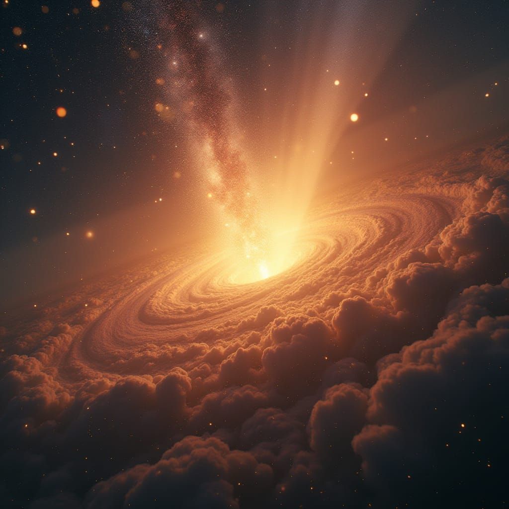 Exploding Galaxy Births Omnipotent Mind in Digital Art