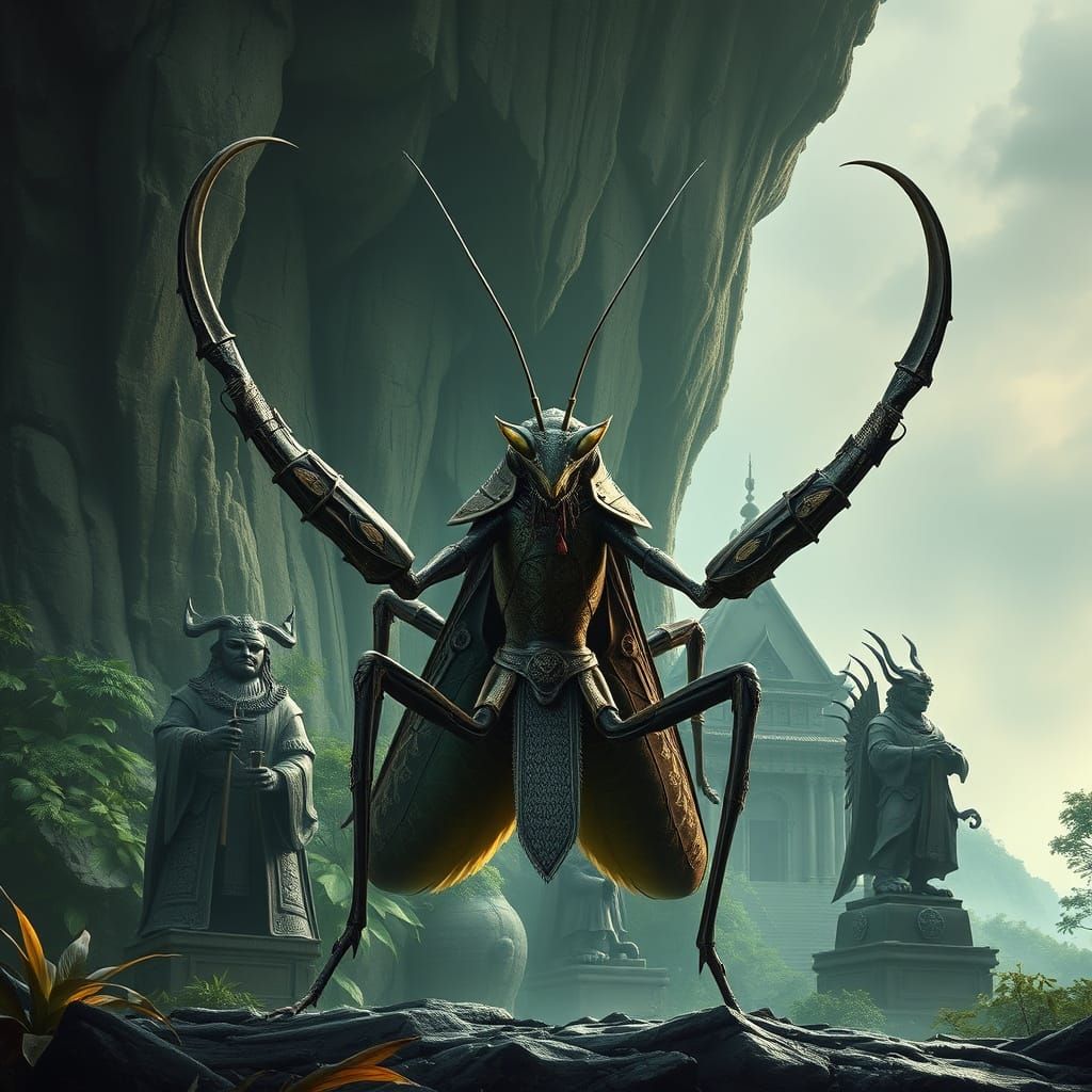 Armored Praying Mantis Guardian of Jungle Temple