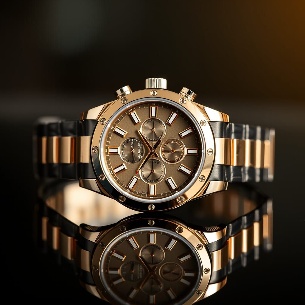 Luxury Watch on Black Background in Spotlight