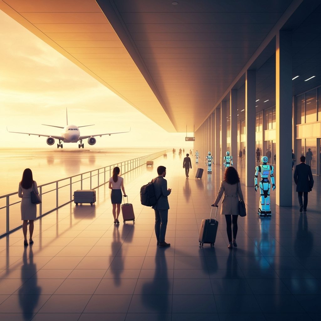 Futuristic Airport Terminal in Flat Vector Design