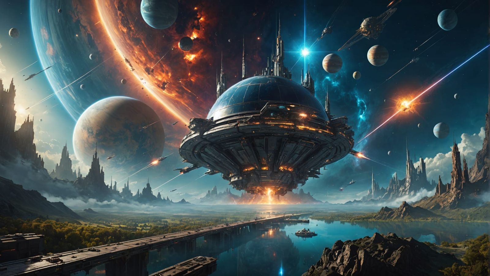 Epic Space Battle in Celestial Cosmic Sky