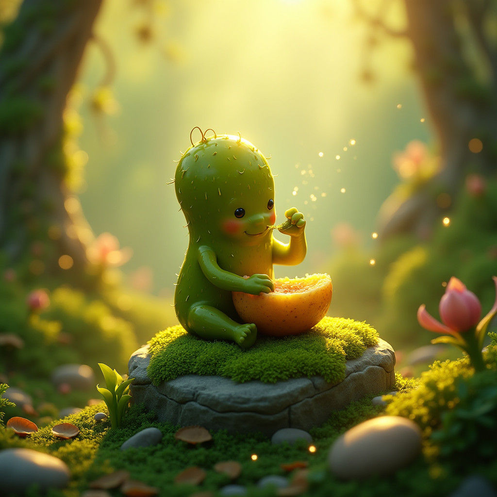 Tiny Pickle's Delight: A Dreamlike Sci-Fi Illustration