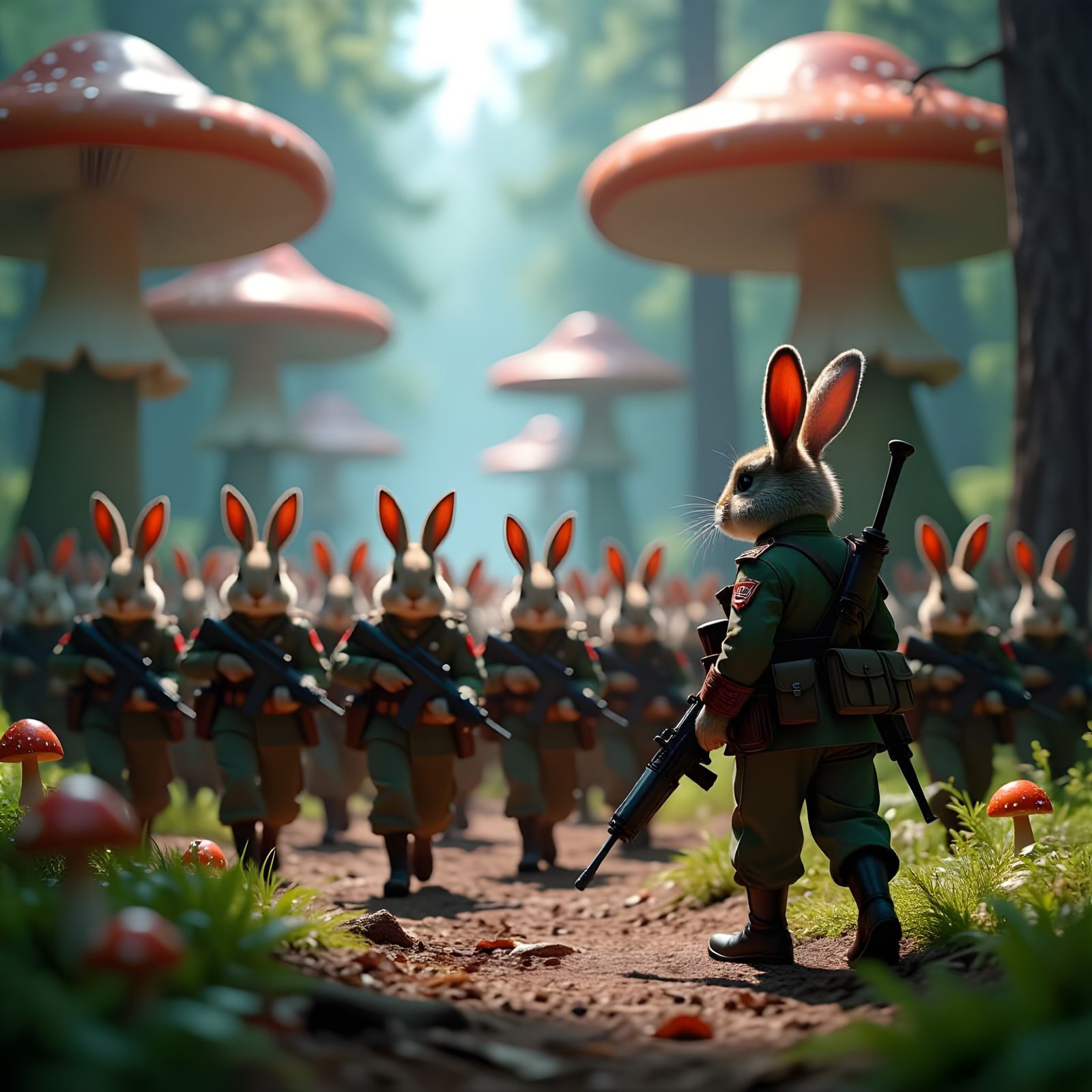 Četa od 20 zečeva vojnika u punoj ratnoj opremi sprema se da...