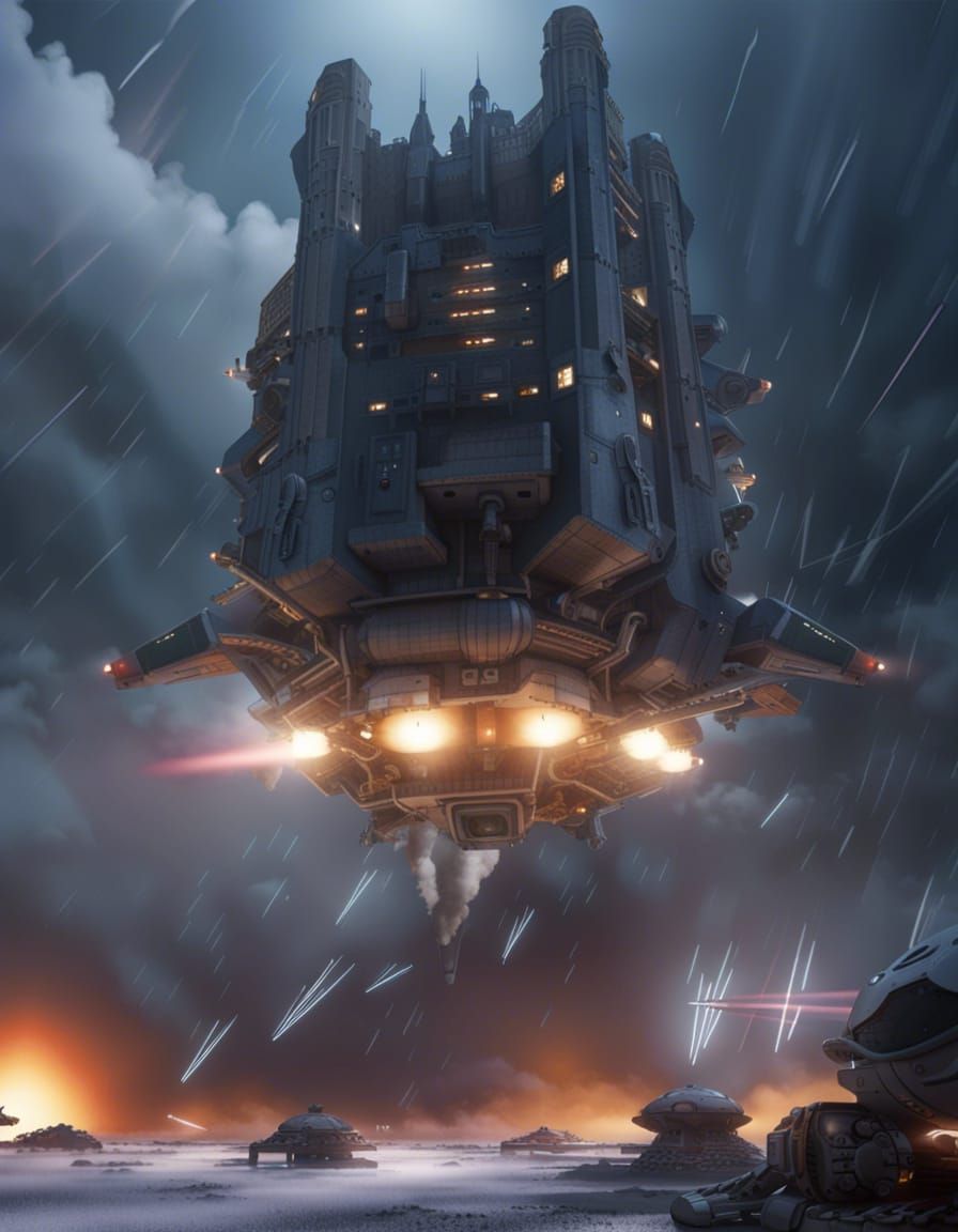 Gigantic Biomechanical Space Fortress Attacks Earth