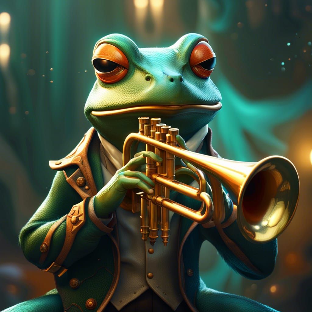 Frog Trumpeter: Hyperdetailed Art Nouveau Concept