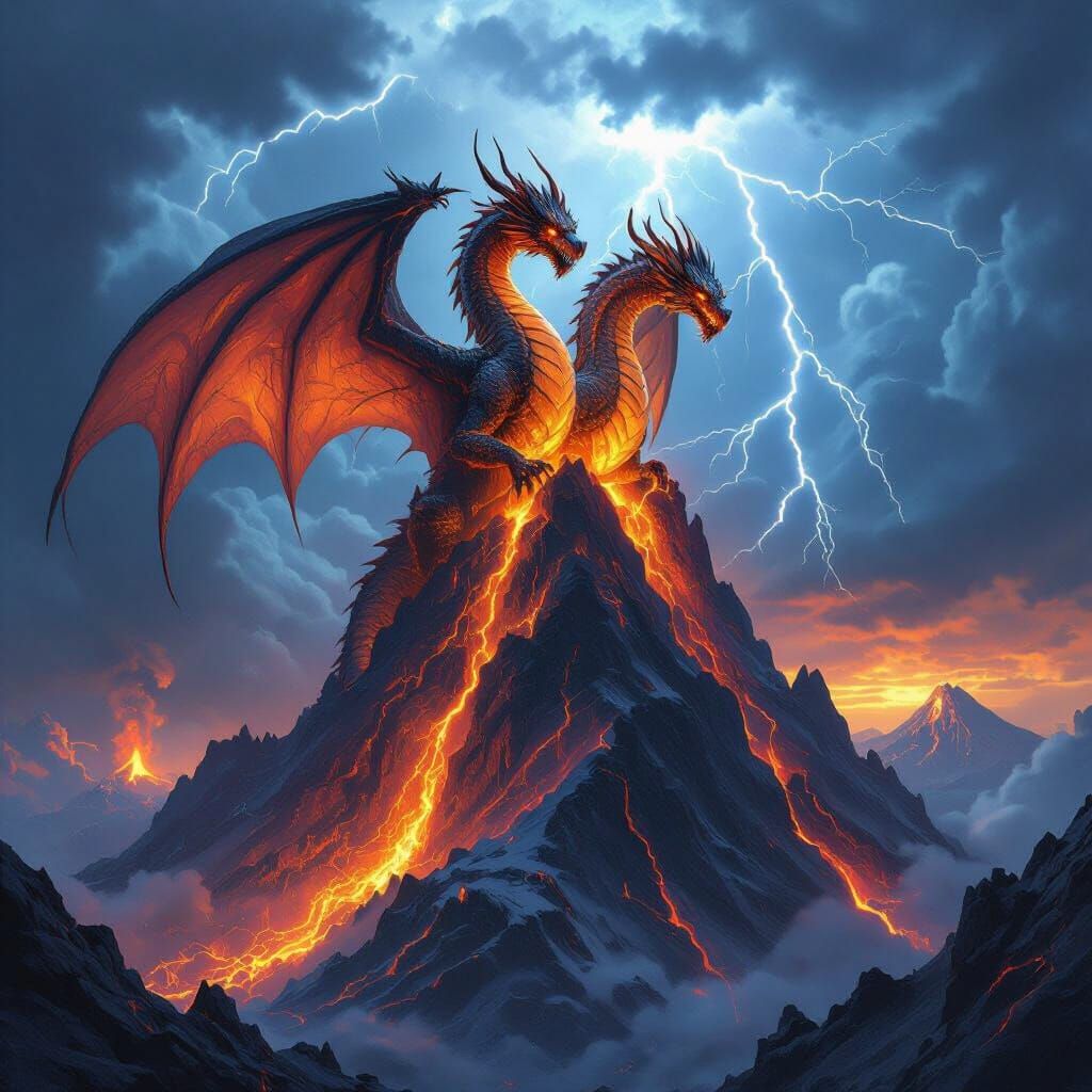 Two-Headed Dragon of Fire and Lightning