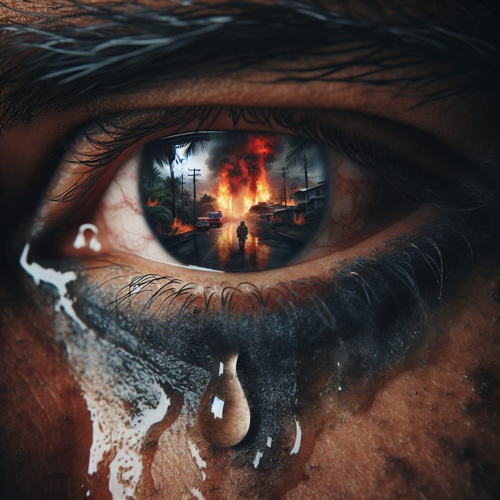 Firefighter's Resolve: A Macro Portrait of Loss