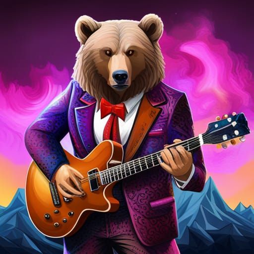 Grizzly Bear Glam Rock Guitarist on Stage