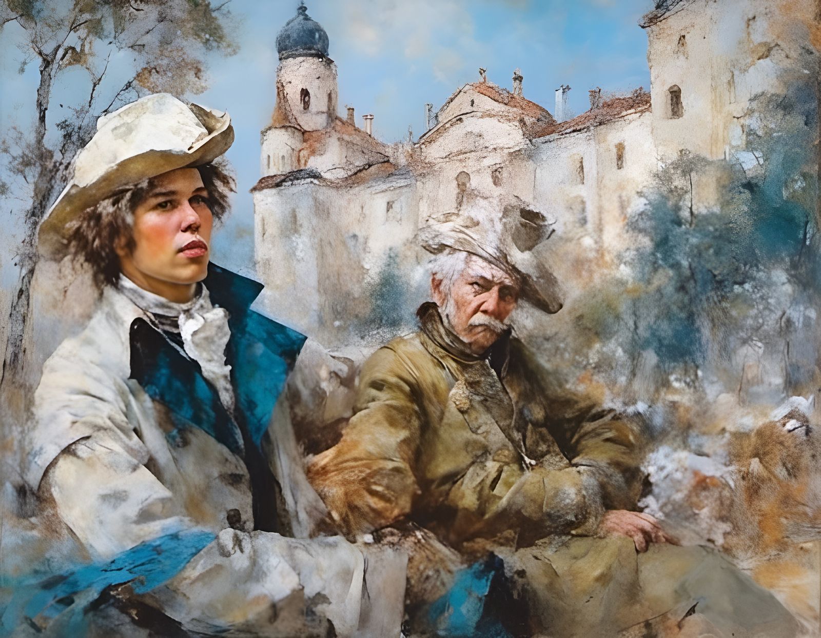 <lora:Bisag:1.0> <lora:Zrina:1.0> <lora:Anti color fume:1.0> Man in justua orps coat with tricorn hat,white wig in his h...