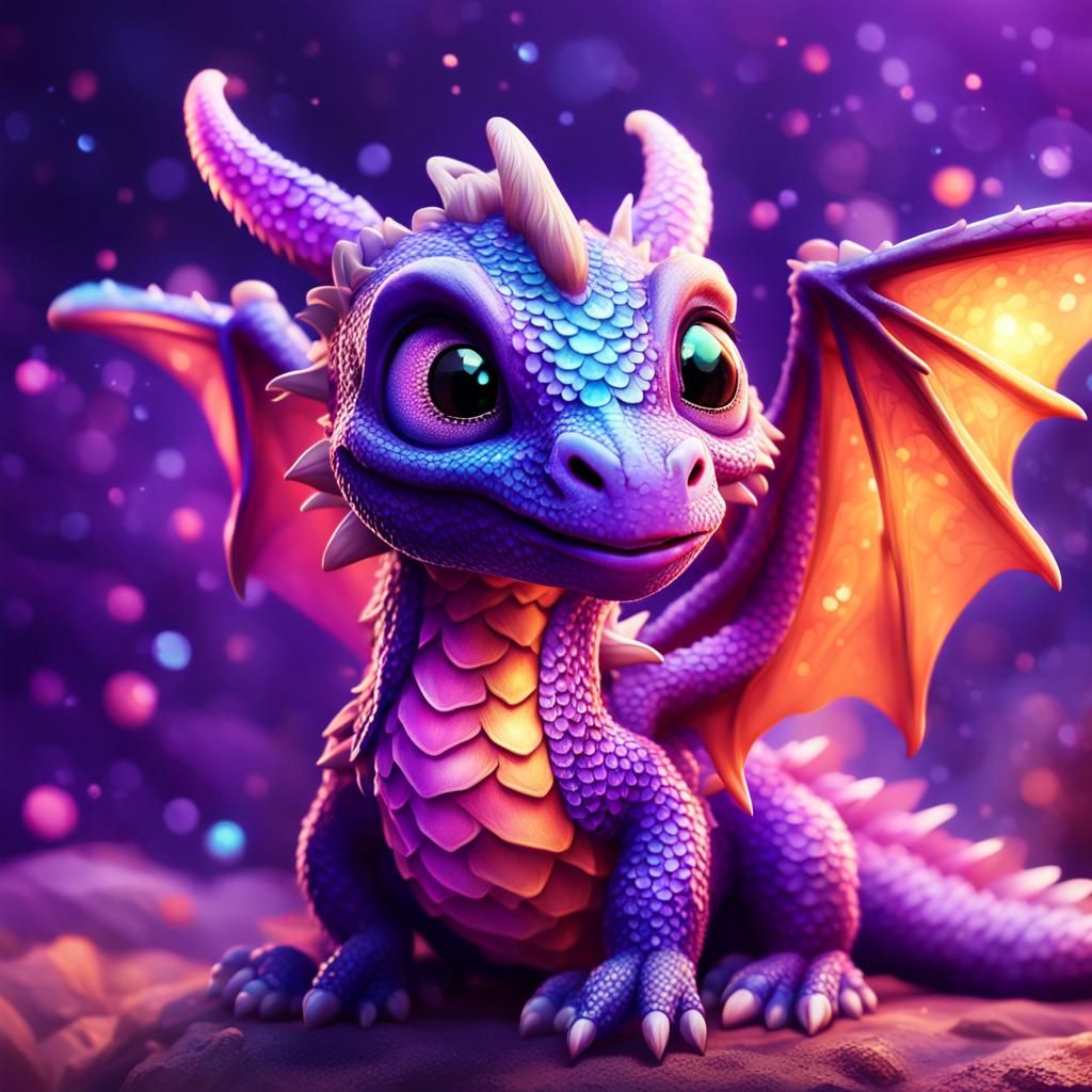 Adorable Purple Dragon Concept Art