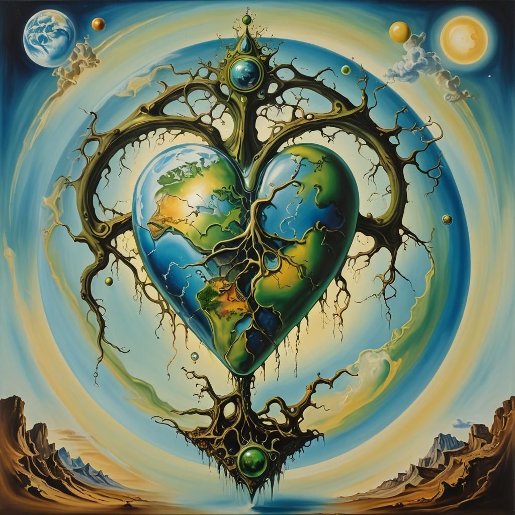 Earth Heart Chakra: Surrealist Oil Painting