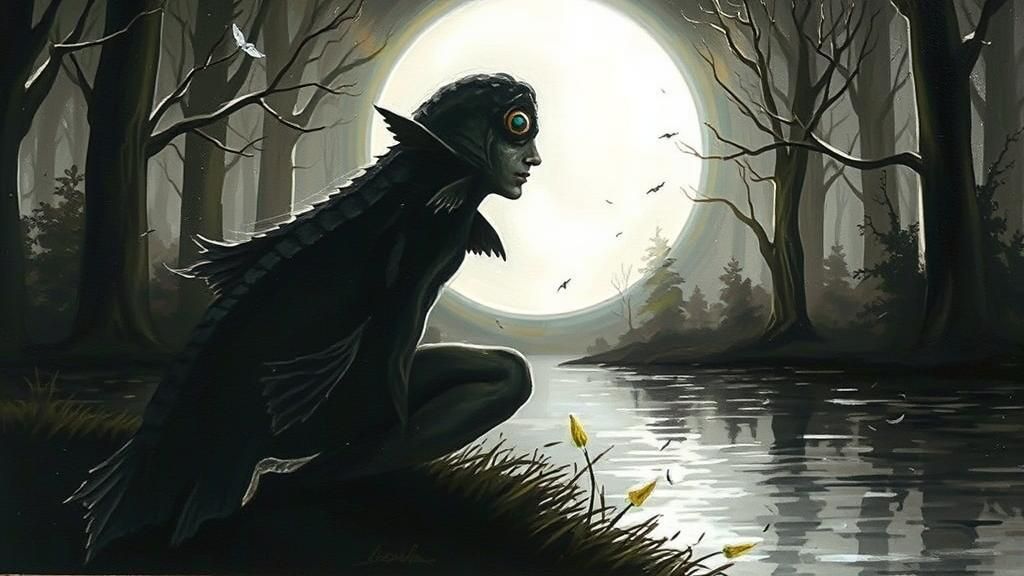 Surreal Angler Fish Oil Painting with Mosaic Details