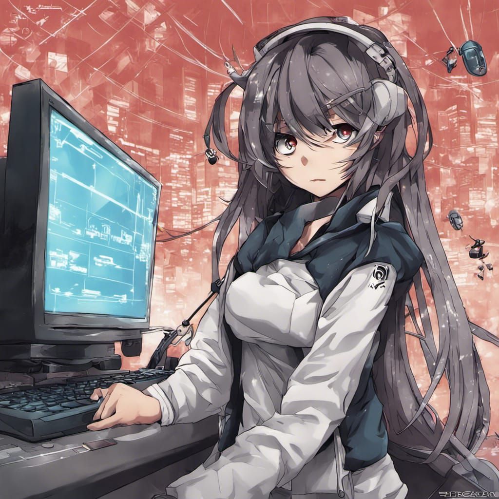 Hacker in Anime Key Visual Style