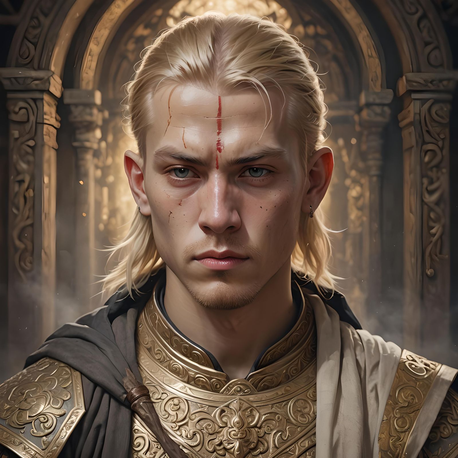 Fantasy Warrior Monk Portrait in Hyperrealism Style