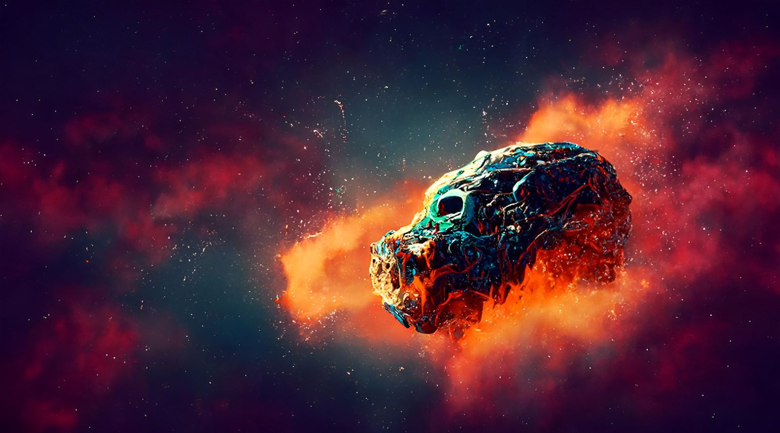 Sentient Meteor Emerges from Nebula in Futuristic Scene