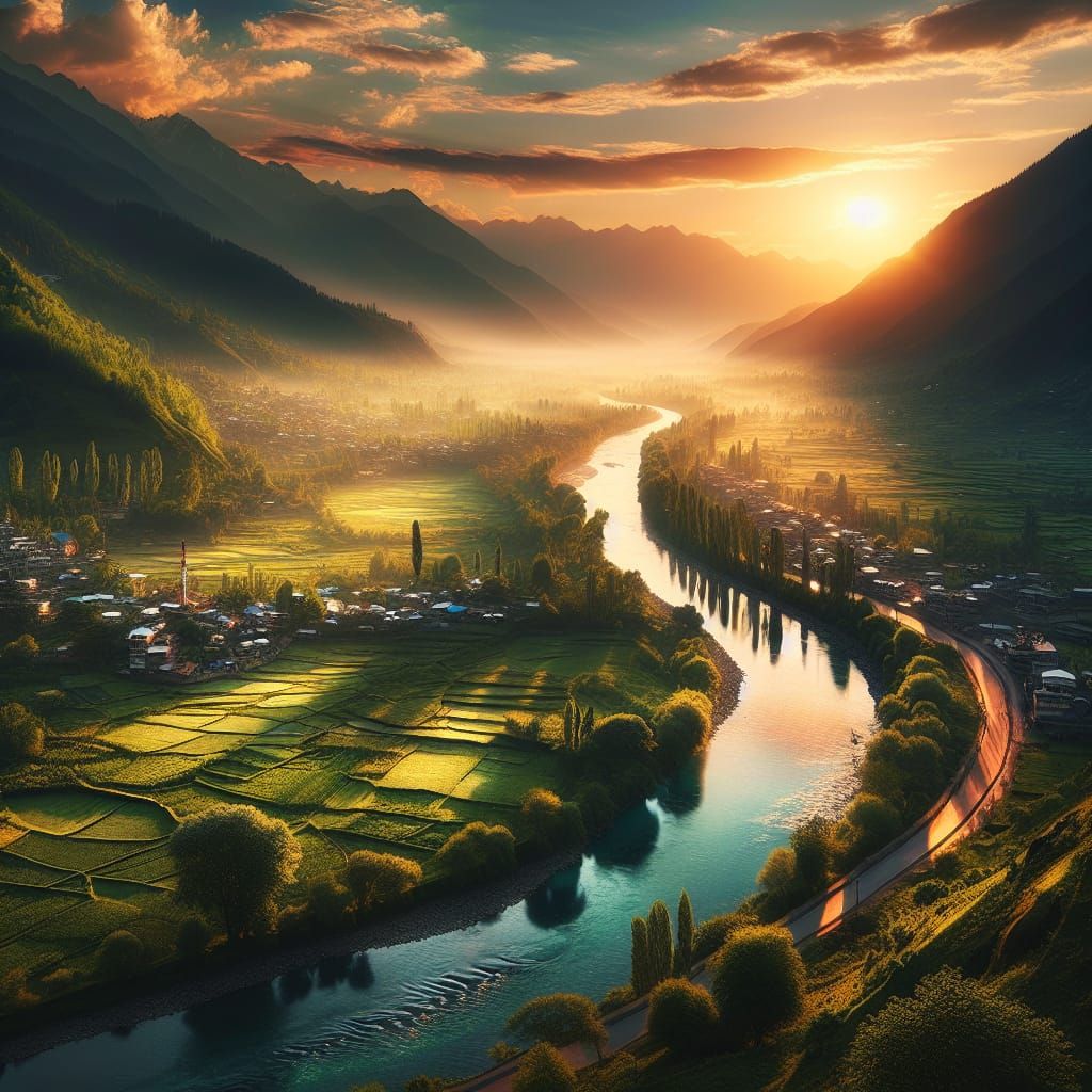 Picturesque Valley at Sunset: Landscape Photography