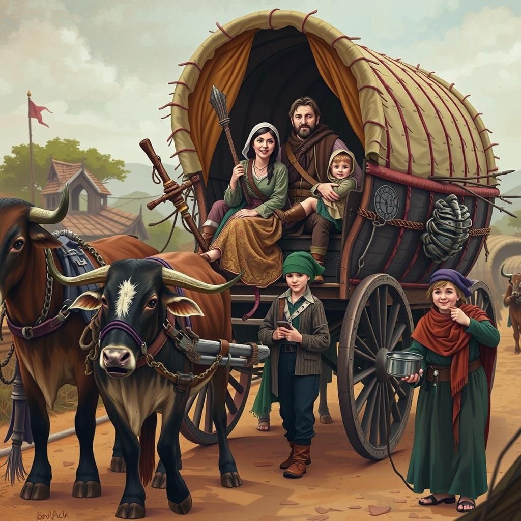 Whimsical Medieval Family Road Trip Concept Art