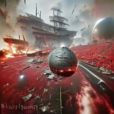 Red Death Star Fleet Planet Destruction Concept Art