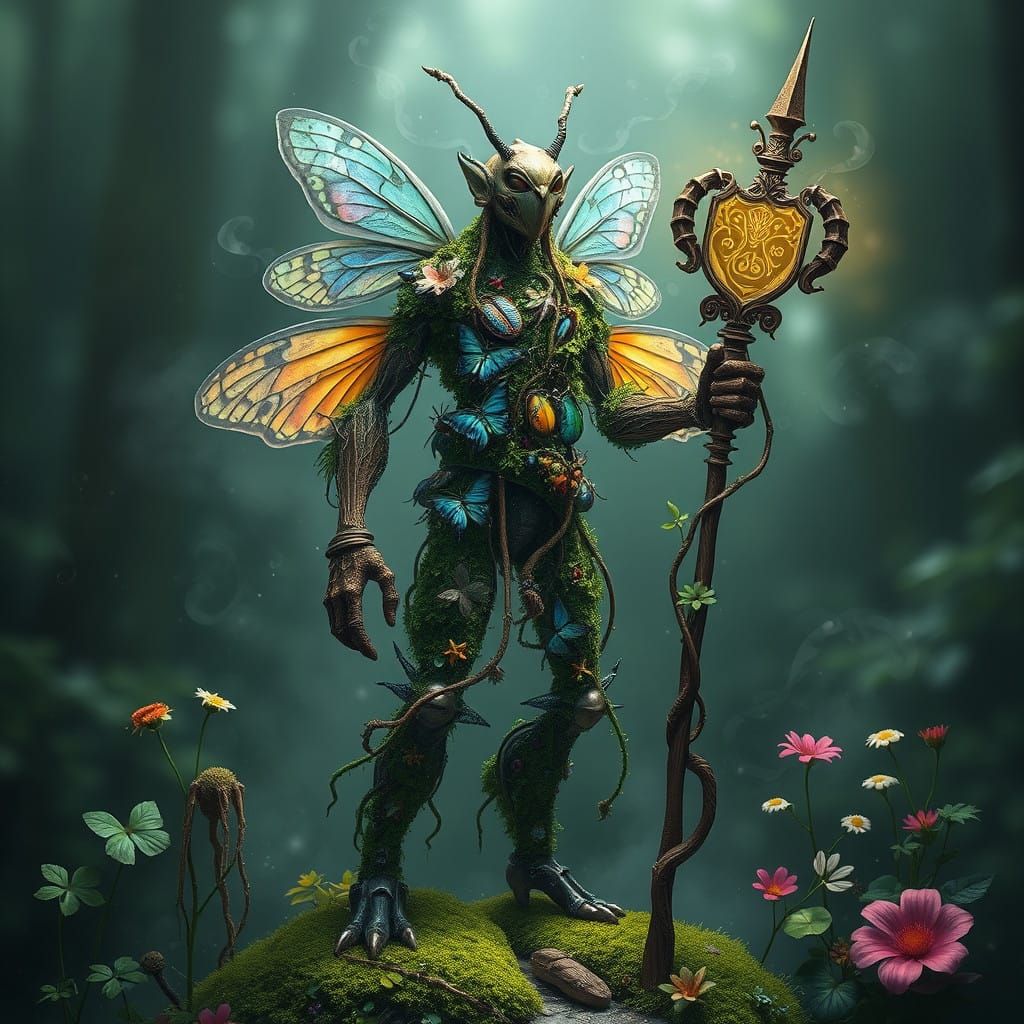 Ethereal Forest Guardian in Iridescent Armor