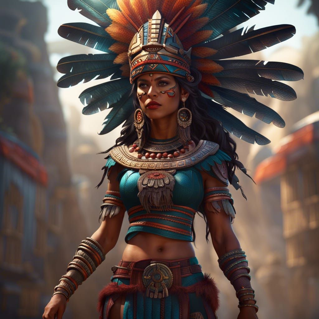 Beautiful Aztec Woman in Detailed Matte Painting