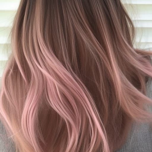 Light Brown Wispy Hair with Light Pink Highlights