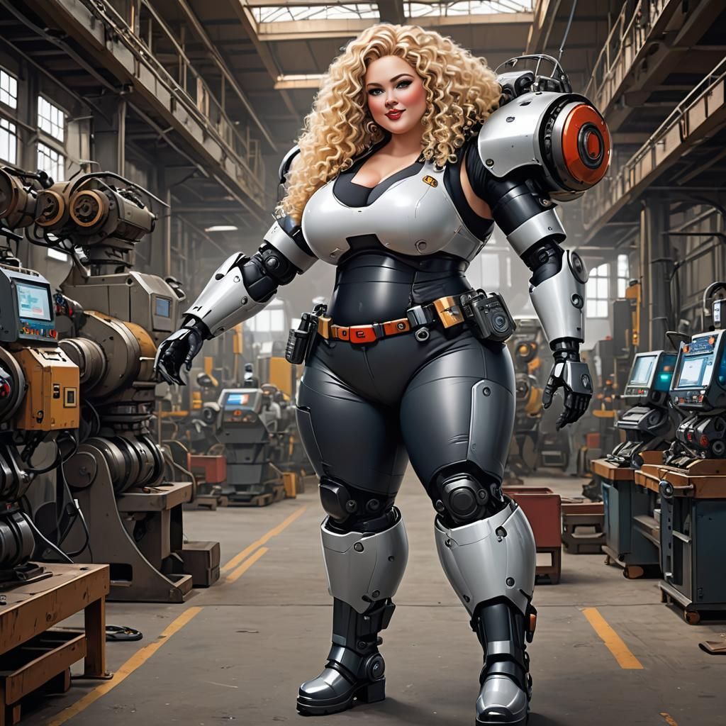 Curvy Woman in Sci-Fi Factory