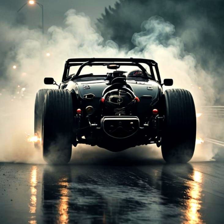 Hyperrealistic Car Wheels in Motion Blur