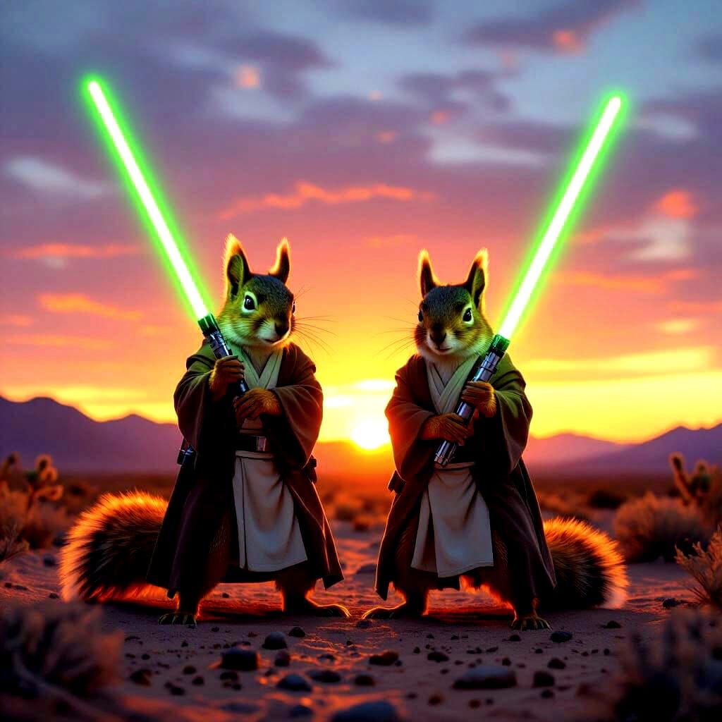 Jedi Squirrels on a Mojave Desert Quest