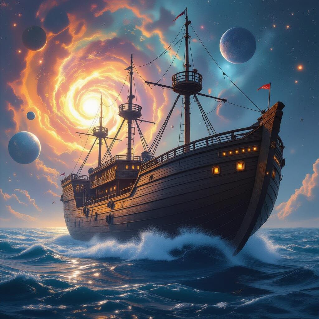 Noah's Ark Ship Castle in Nebula, Cinematic Fantasy