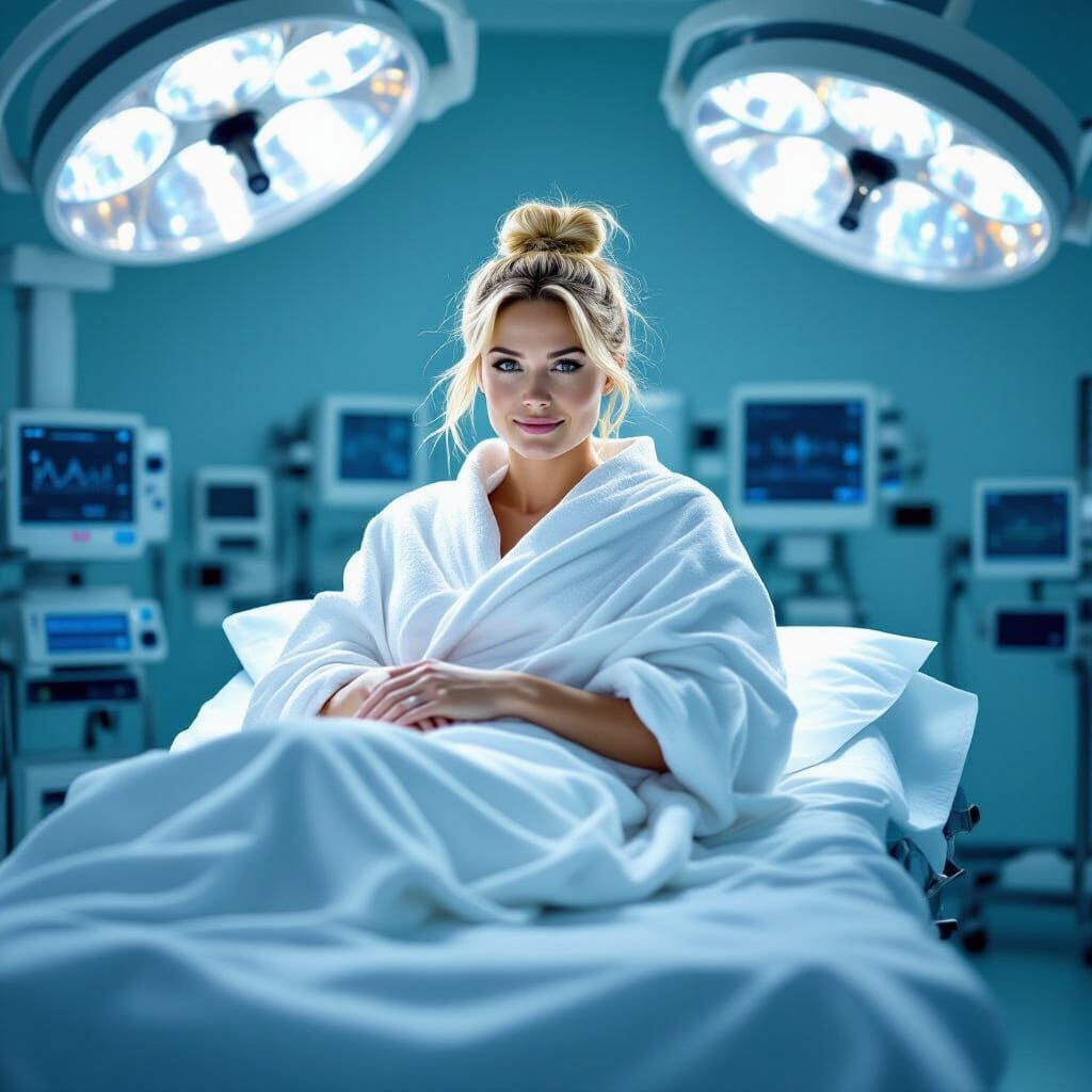Helen Skelton on Surgical Table in Hyper-Realistic Style