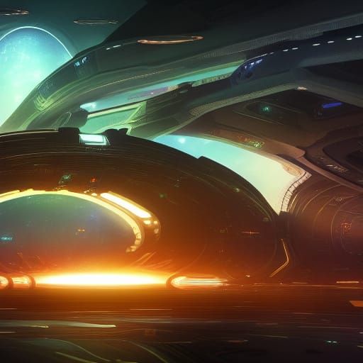 Intergalactic Space Station Entrance: Detailed Matte Paintin...
