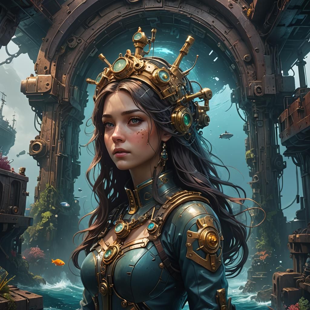 Submarine Finds Sunken Treasure: Artstation Concept Art