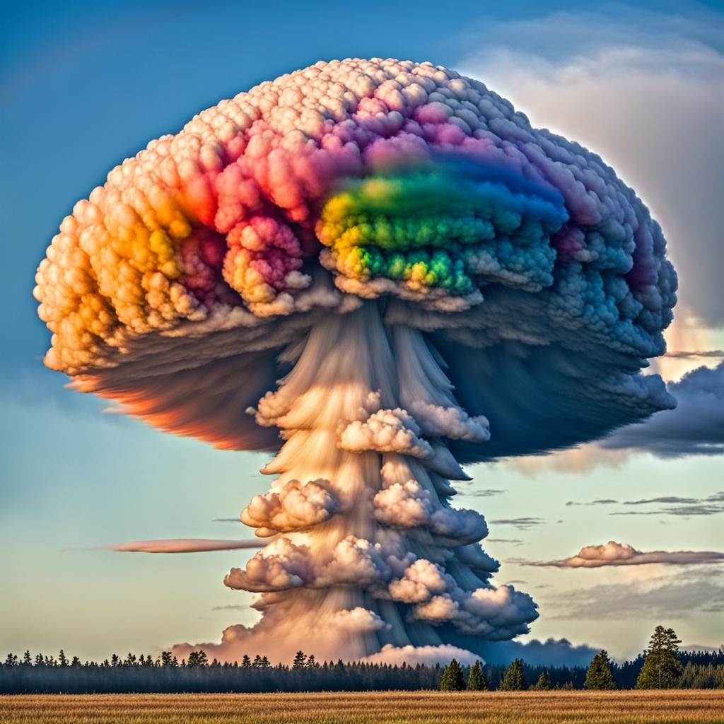 Psychedelic Rainbow Mushroom Cloud Formation