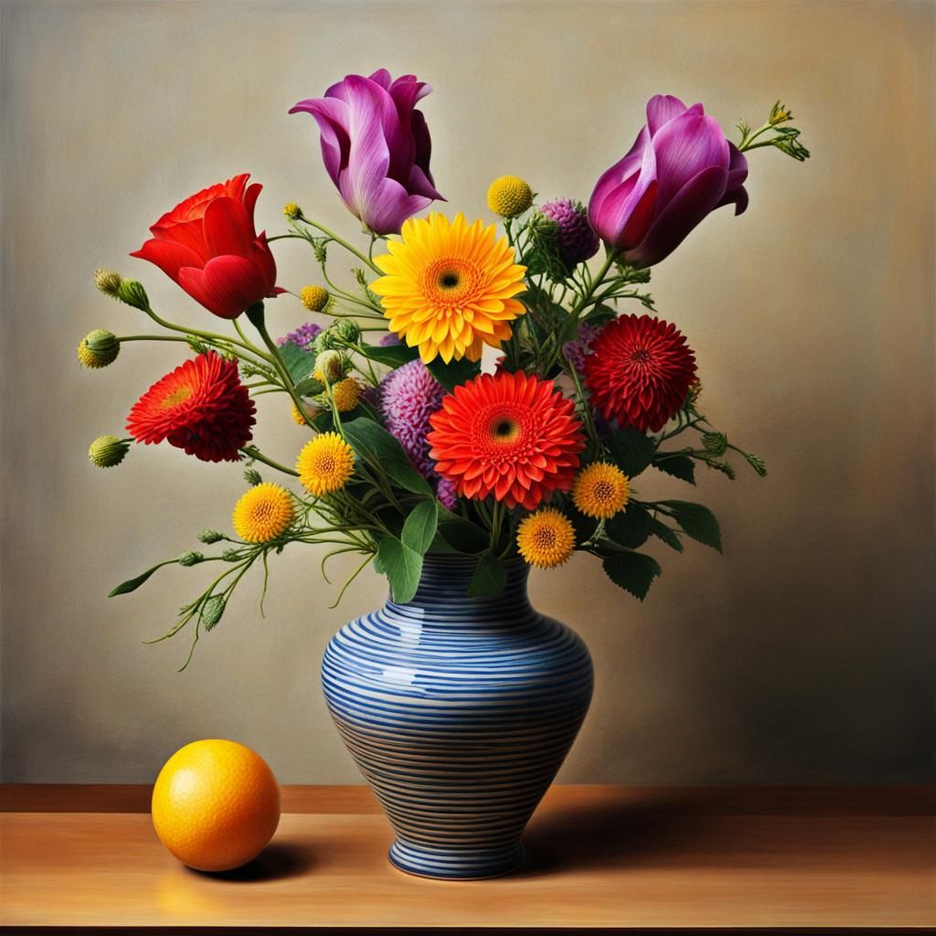 Flower Vase Still Life Composition