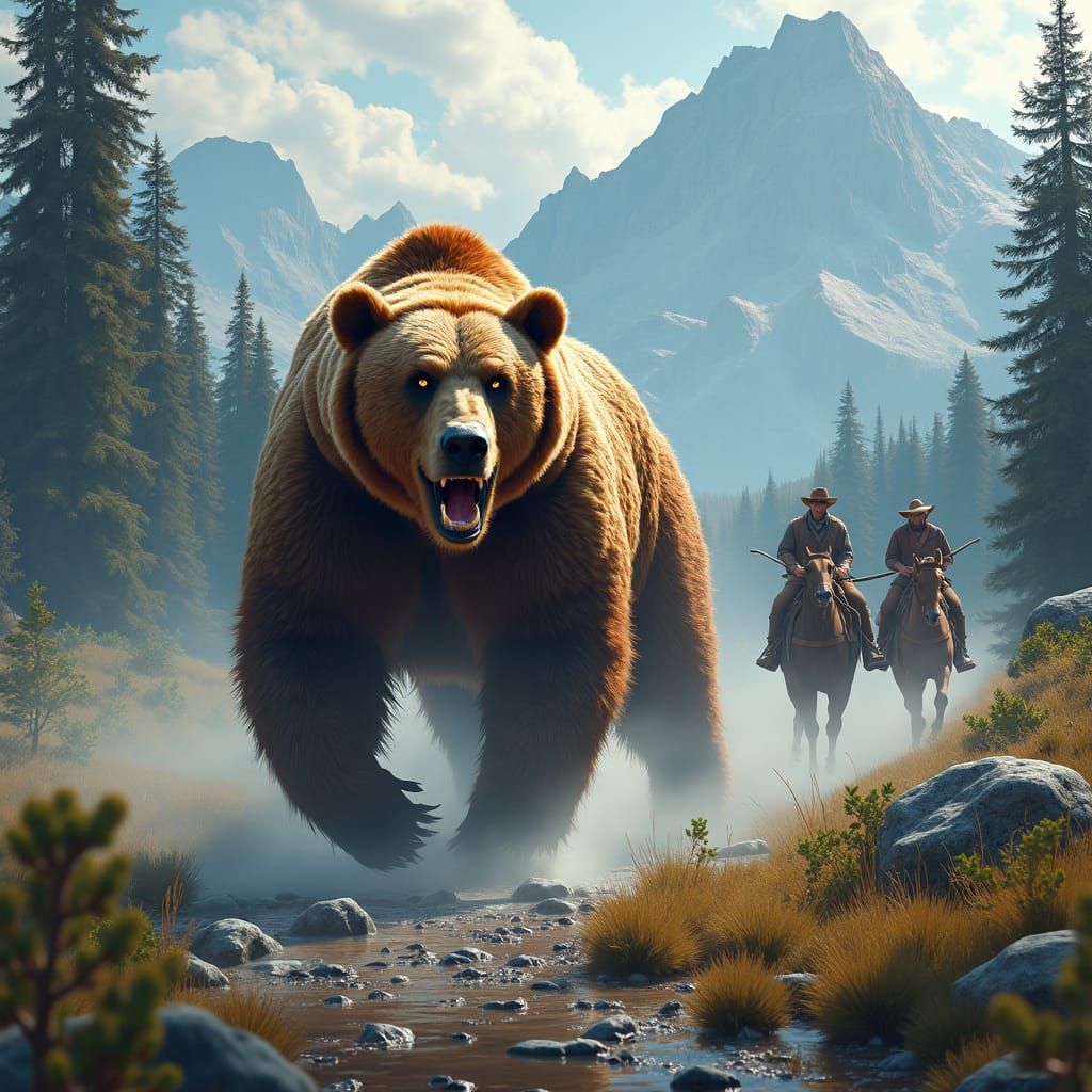 Grizzly Attack in the Rocky Mountains