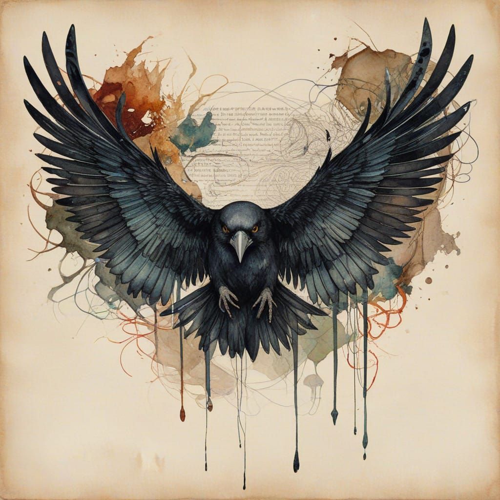 Ethereal Summoning in Vintage, Dark Watercolor