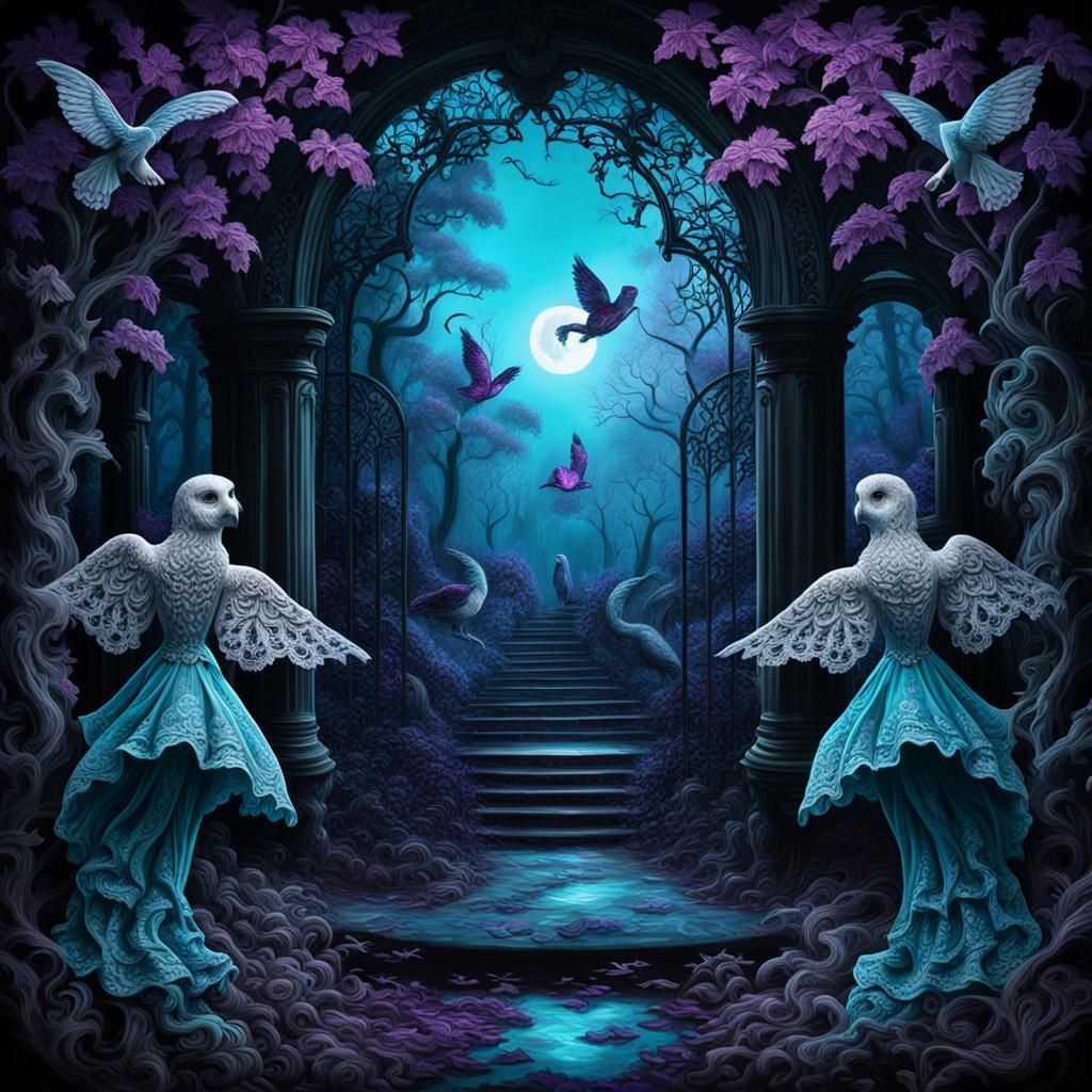 Neon Forest: Lacy Baroque Rococo Ghosties in Velvet