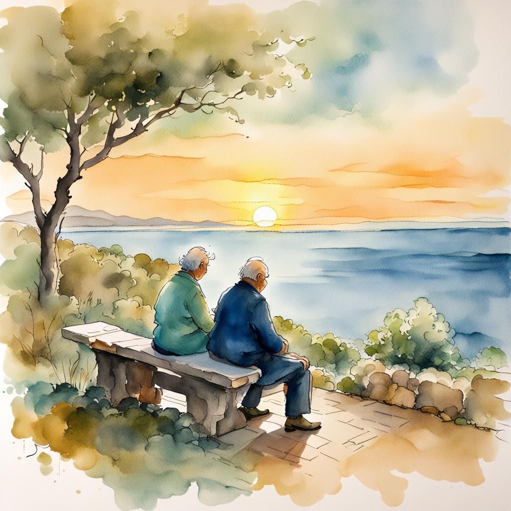 Romantic Sunset: Impressionist Seascape Sketch