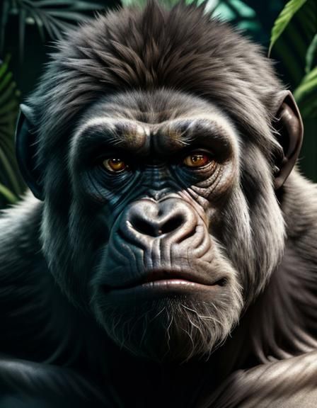 Menacing Gorilla in Apocalyptic Jungle Ruins