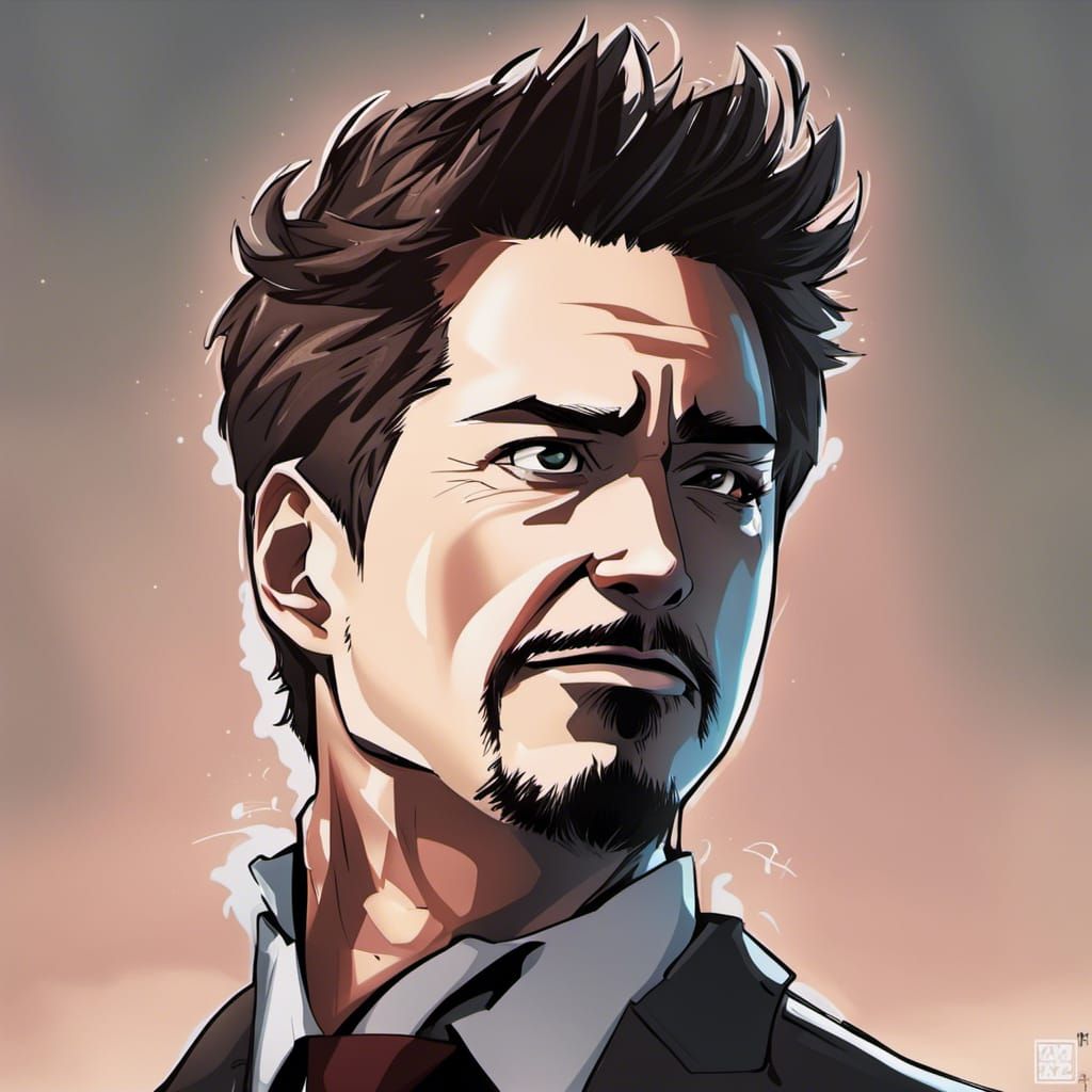 Tony Stark Anime Key Visual Manga Style