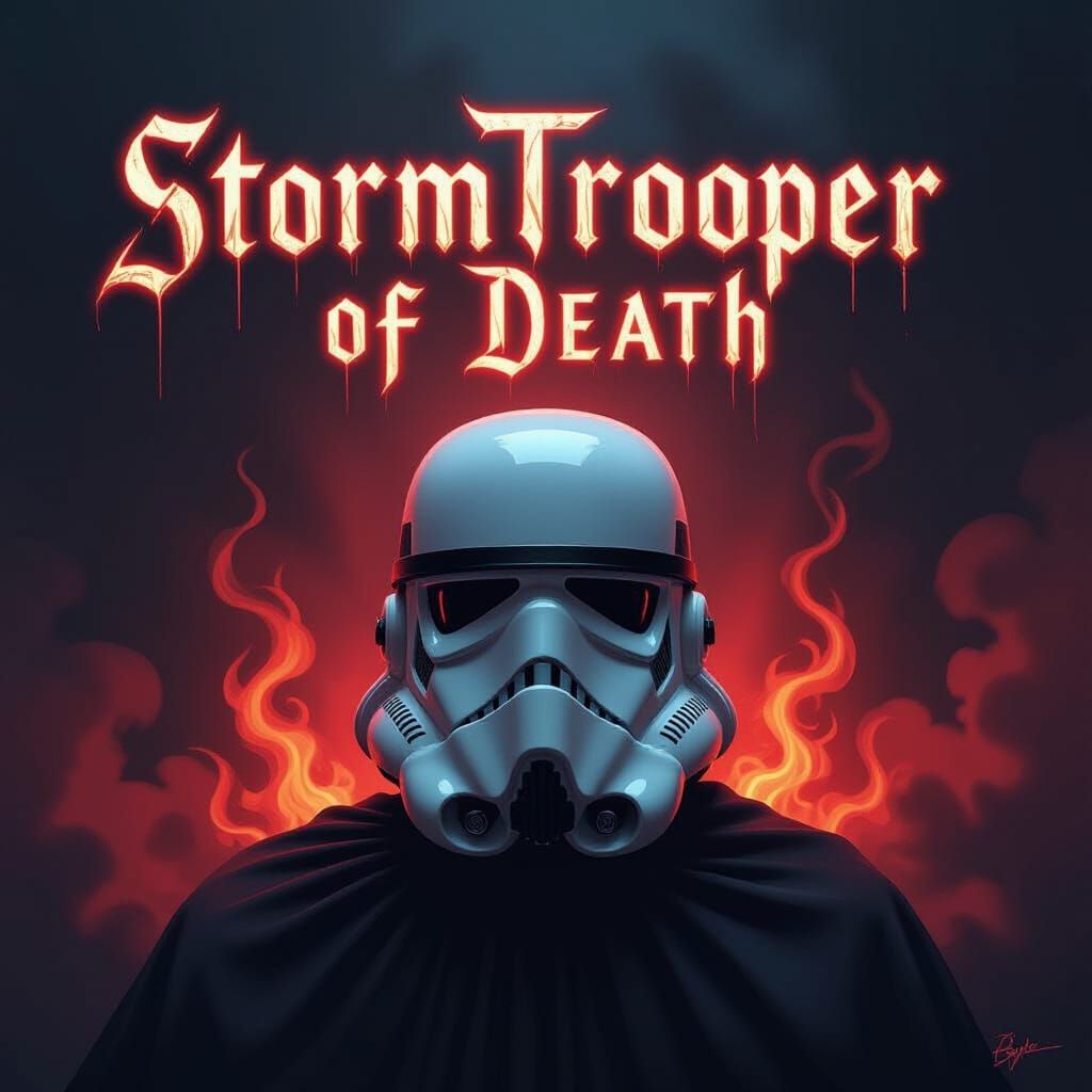 Stormtrooper of Death in Gothic Style with Flames
