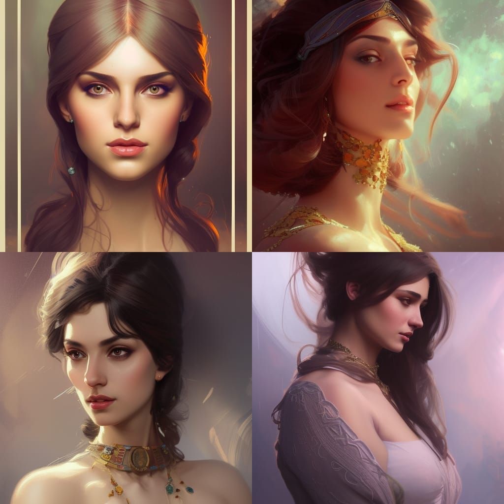 Anastasia Portrait in Hyperdetailed Art Nouveau Style