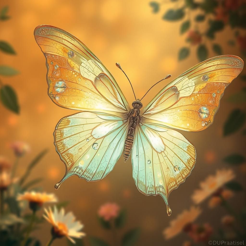 Luminescent Butterfly in Dreamy Art Nouveau Style