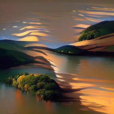 Glistening River at Sunset