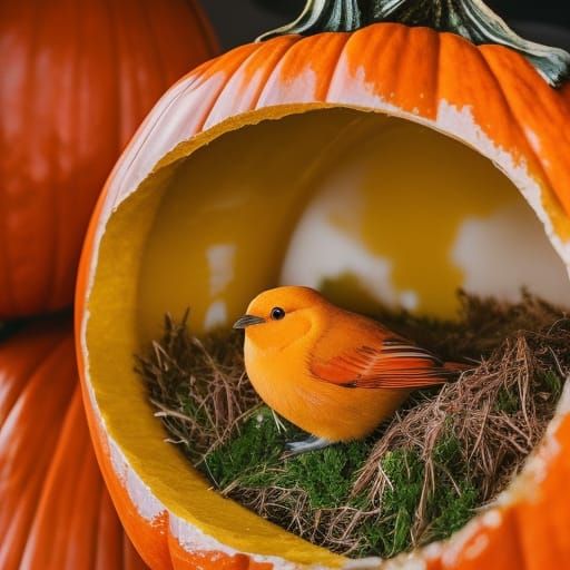 The pumpkin bird nest