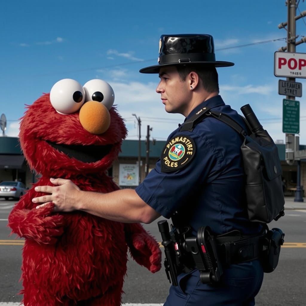 Elmo Faces Off with the Law in a Grim Sesame Street Scene