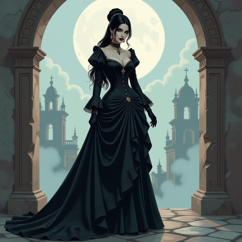 Elegant La Muerte in Victorian Style