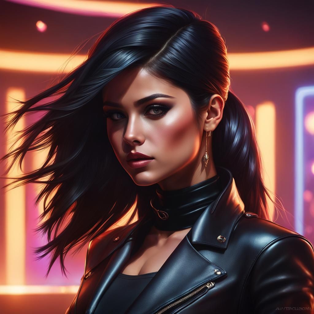 Leather Bikini Portrait in Art Nouveau Style